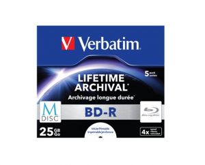 VERBATIM / BD-R BluRay lemez, archivl, nyomtathat, M-DISC, 25GB, 4x, 1 db, norml tok, VERBATIM