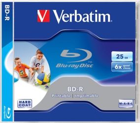 VERBATIM / BD-R BluRay lemez, nyomtathat, 25GB, 6x, 1 db, norml tok, VERBATIM