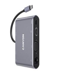 CANYON / USB eloszt-HUB, USB-C/USB 3.0/HDMI/VGA/Ethernet/audio, CANYON 