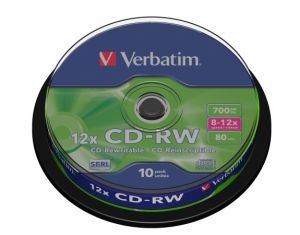 VERBATIM / CD-RW lemez, jrarhat, SERL, 700MB, 8-10x, 10 db, hengeren VERBATIM