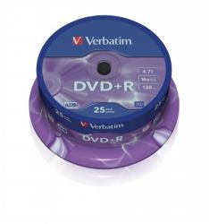 VERBATIM / DVD+R lemez, AZO, 4,7GB, 16x, 25 db, hengeren, VERBATIM