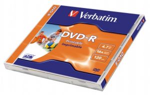VERBATIM / DVD-R lemez, nyomtathat, matt, ID, 4,7GB, 16x, 1 db, norml tok, VERBATIM