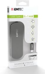 EMTEC / USB eloszt-HUB, USB-C/USB 3.1/HDMI/SD krtya, EMTEC 