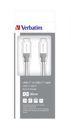 VERBATIM / USB kbel, USB-C 3.1 - USB-C , 30 cm, VERBATIM, ezst