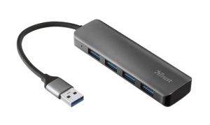 TRUST / USB eloszt-HUB, 4 port, alumnium, USB 3.2 Gen 1, TRUST 
