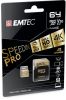 Memriakrtya, microSDXC, 64GB, UHS-I/U3/V30/A2, 100/95 MB/s, adapter, EMTEC 