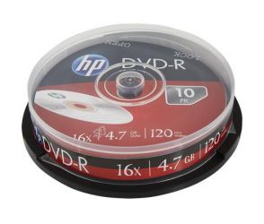 HP / DVD+R lemez, 4,7 GB, 16x, 10 db, hengeren, HP