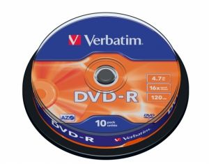 VERBATIM / DVD-R lemez, AZO, 4,7GB, 16x, 10 db, hengeren, VERBATIM