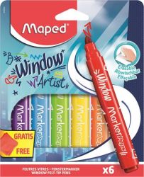 MAPED / Ablakfilc készlet, vastag, törlőkendővel, 5 mm, MAPED