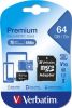 Memóriakártya, microSDXC, 64GB, CL10/U1, 90/10 MB/s, adapter, VERBATIM